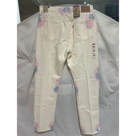 NEW Levi's 501 Jeans Womens Straight Leg White Tie Dye High Waisted Size 31x30 - Picture 1 of 14